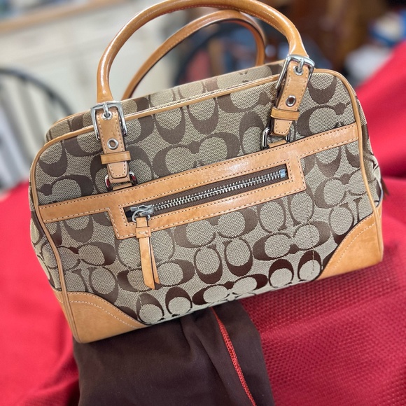 Coach Handbags - Coach Monogram bag leather accents lightly used